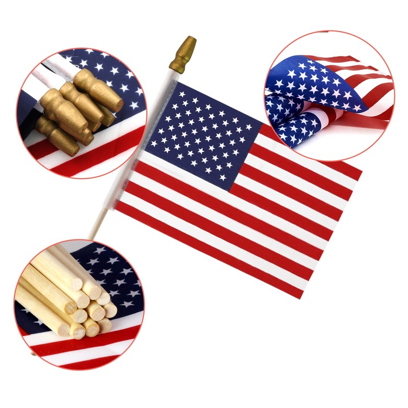 Anley Lot of 12 US National Stick Flags, 4 x