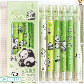 MOZXIRZ 4 Pcs Cute Mechanical Pencils with Eraser 0.5mm Cartoon Panda Mechanical Pencil School Pencil for Boy Girl Women (6pcs Panda)