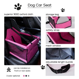 Portable Washable Dog Car Seat for Medium Dogs - Pink