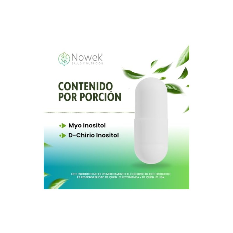Nowek Myo Inositol Chiro Cápsulas Suplemento Alimenticio Fórmula Aditivos Rinde