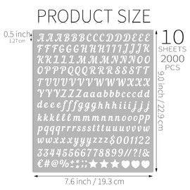 10 Sheets Small Letter Stickers - 0.5 Inch Handwritten White Vinyl Self Adhesive Alphabet Number Stickers Stick on Letters for Arts Crafts Outdoor Sign Wall Mailbox Windows Doors Car Poster Board