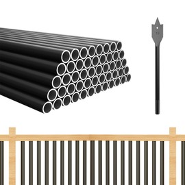 Kinchoix 100 Pack 32" Aluminum Deck Balusters Round Black Deck Railing Stair Porch Staircase Spindles 3/4" Diameter Balusters Outdoor