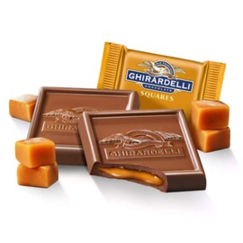 Ghirardelli Chocolate Chocolate Caramel Squares Assortment, Chocolate Squares for Valentines, 8.6 OZ Bag, Red