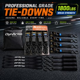 Dynarise Shield Ratchet Tie Down Straps 4-Pack 1 Inch × 20 Feet