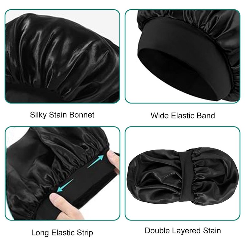 YSDYY 2 Pieces Satin Nightcap, Elastic Nightcap, Fashionable And Simple