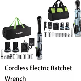 Workpro Cordless Electric Ratchet Wrench 2Pk 2Ah Lithium-Ion BatteriesAlloy Steel - Standard&Extended