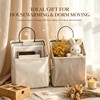 2pcs Linen Cotton Multi-Pocket Wall Hanging Bag with Hooks (Grey)