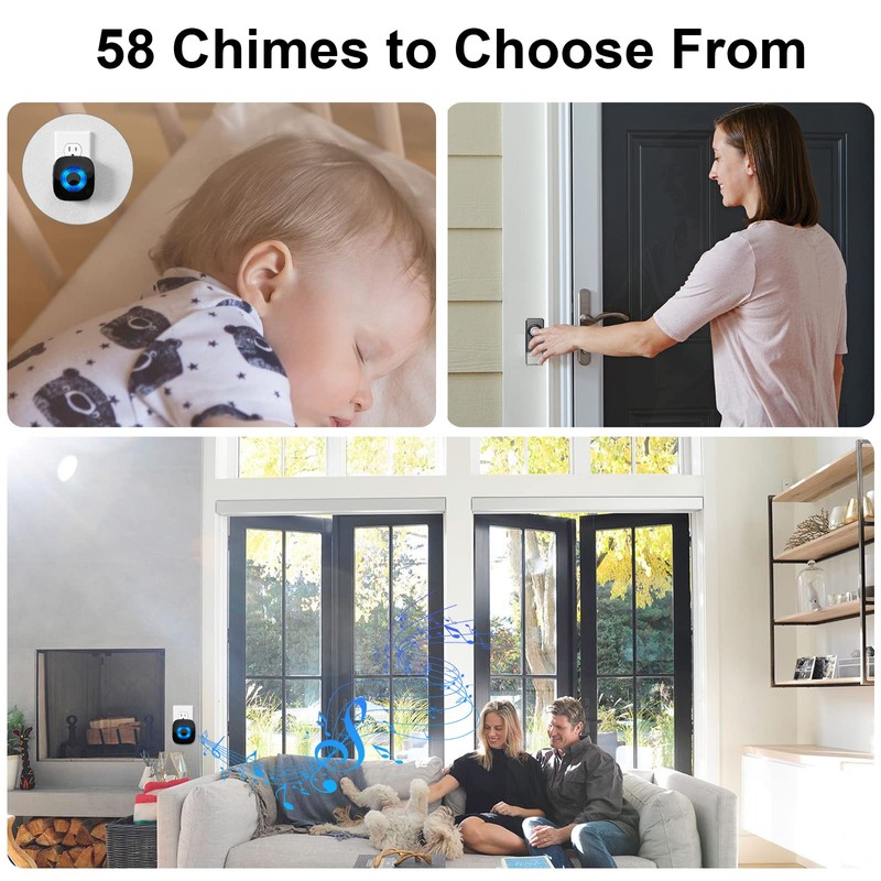 Wireless Doorbell 2 Receivers 2 Push Buttons, PHYSEN Waterproof Door