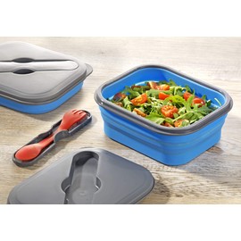 Esmeyer 303/035 Liam, Foldable Lunch Box Lid Polypropylene Plastic Fork – Blue