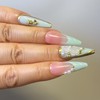 Long Stiletto Press on Nails French Tip Green Almond False
