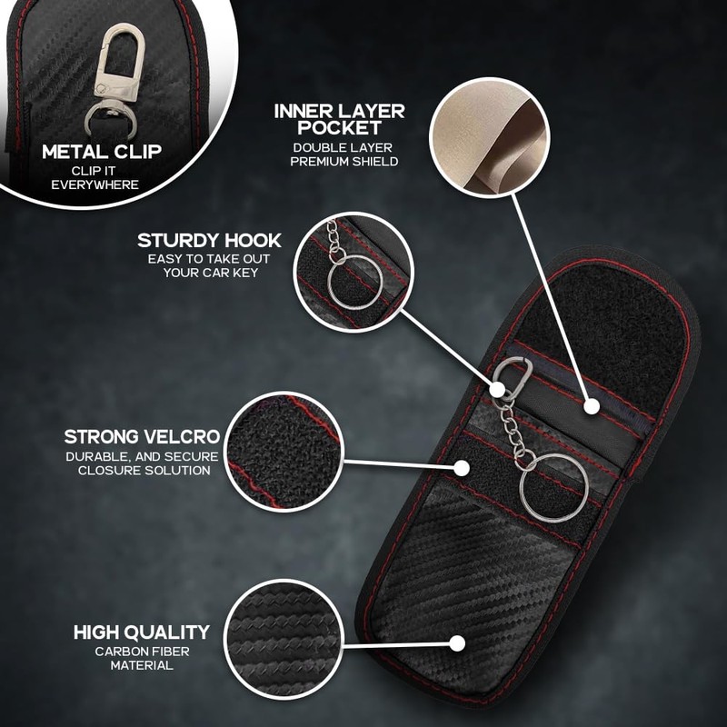 ZYBUX - 2 x Faraday Pouch for car Keys, Car