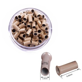 Micro Copper Tube Rings Links Beads 3.0mm Flared Euro Locks for Hair Extensions Tool 500pcs /bottle 7 Color Optional (500PCS, Gray Blonde)