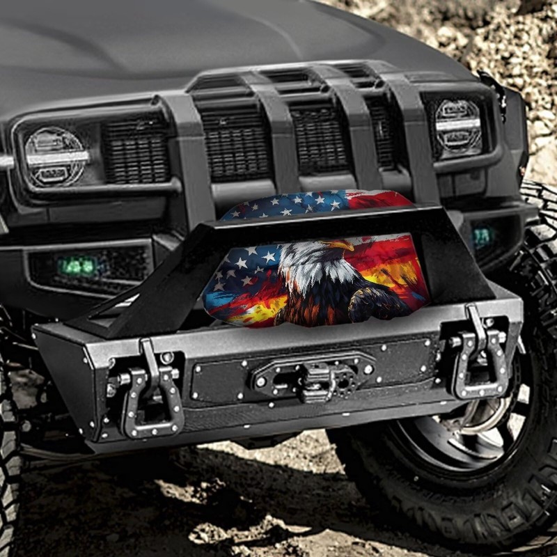 Eagle American Flag Waterproof Winch Cover, Badlands Winch Cover, Breathable
