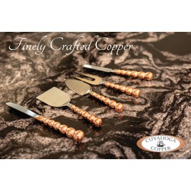Cuyahoga Copper Charcuterie Serving Set - Premium 5-Piece Stainless Steel & Pure Copper Cheese Knife Utensil Set - Elegant Gift Box - Perfect for Cheese Boards, Entertaining, Parties, and Gifting