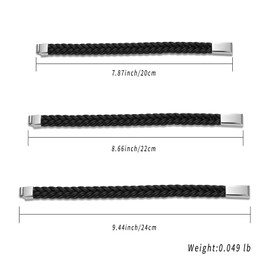 Minicremation Cremation Urn Bracelet for Ashes Urn Genuine Leather Bangles for Men Keepsake Memorial Cuff Bangle Braided Leather Wristband Bracelet (Silver-18cm/7.08inch)