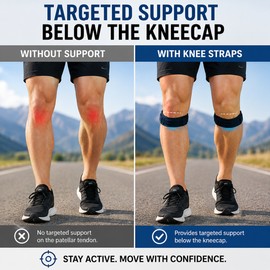 Patellar Tendon Knee Support Straps for Sports – Adjustable Compression & Shock Absorption for Basketball (1 Pair)