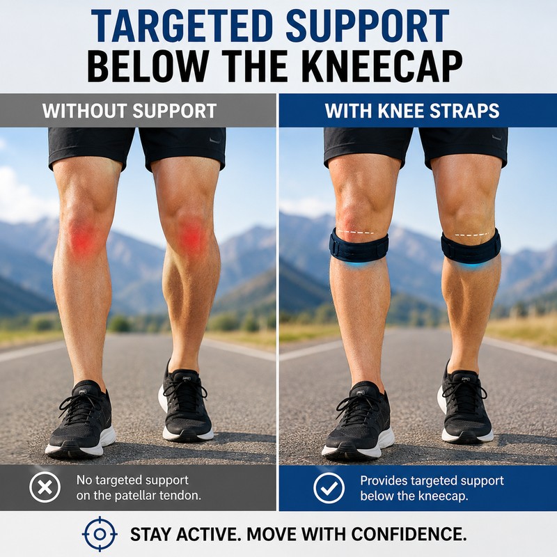 Patellar Tendon Knee Support Straps for Sports – Adjustable Compression