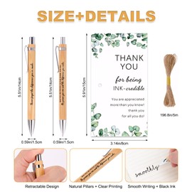 Guegine 24pcs Thank You Pens, Thank You Gifts for Colleagues, with Bookmark Cards, Twine Bulk Gifts for Colleagues Teachers Volunteers