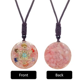 EDEN'S CALL Healing 7 Chakra Metatron's Cube Orgonite Crystal Stone Pendant Necklace for Men and Women 26.38" Adjustable Energy Generator Necklace, Garnet