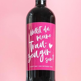 Willst du meine Trauzeugin sein, Aufkleber, Trauzeugin fragen, Flaschenetikett, Geschenkidee, Hochzeit, Maid of Honor, rosa, pink