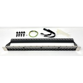 RiteAV 1U 24 Port Keystone Mini Patch Panel No Rust Durable w/ Cable Management Bar