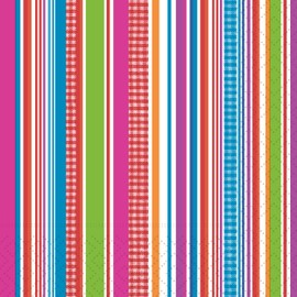 IHR Ideal Home Range Cocktail Napkins Disposable 3-Ply Paper Party Napkin Pack, 5" x 5", Colourful Stripes, 20-Count