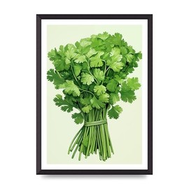 Lithobee - Cilantros Delicate Stems Graphic Riso Home Wall Art Prints - A2 Black Abraded Frame