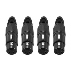 sourcing map 4pcs 5 Pin XLR Female Connector, Microphone Audio Cable Plug Mic Socket Accessories for Mixer, Power Amplifier, Black-2.76 inch