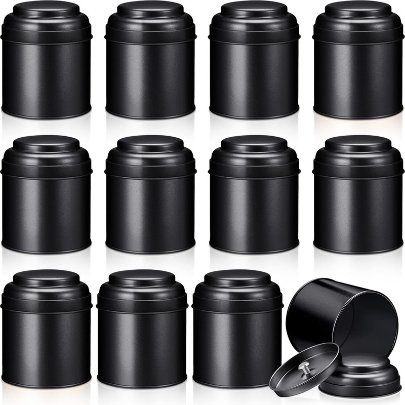 Meanplan 12 Pcs Tea Tin Canister with Airtight Double Lids