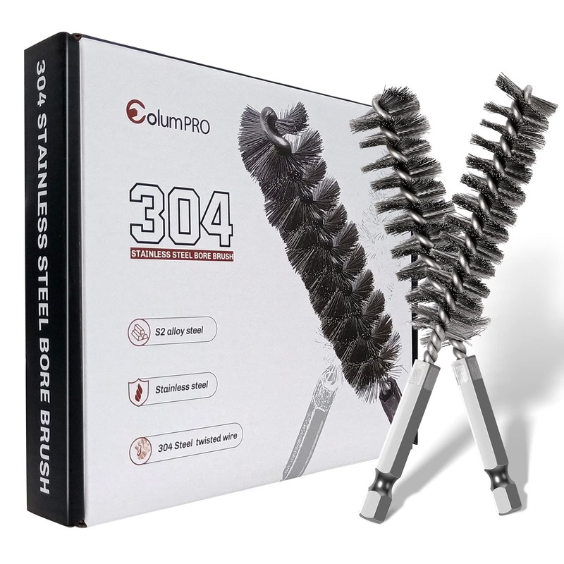 Columpro 6PCS 304 Stainless Steel Bore Brush Copper Pipe Cleaner,