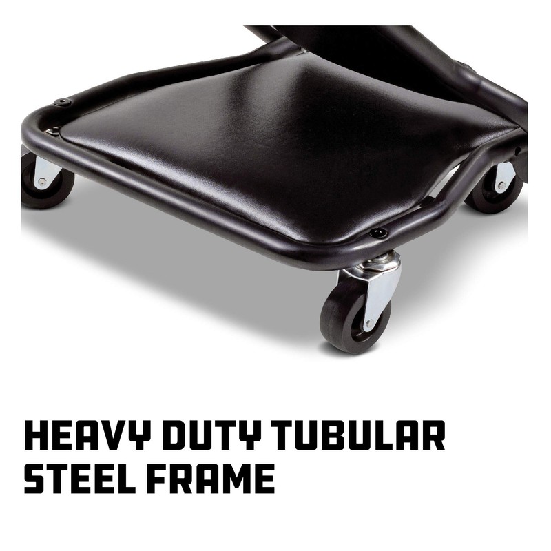 Powerbuilt 42-Inch Triplex Folding Creeper, Rolling Seat, and Brake Stool,