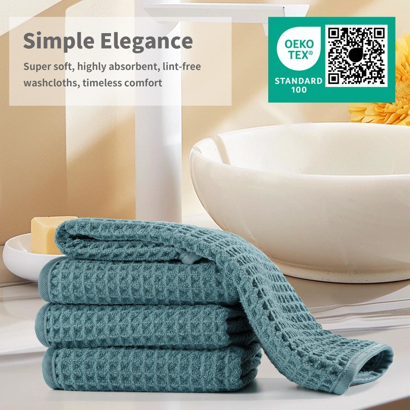 Microfiber Waffle Face Towels, 2 Pieces, Soft, Absorbent, Fast Drying,
