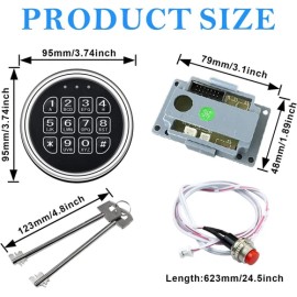 MOUNT Gun Safe Lock Replacement Chrome Keypad Electronic Safe Solenoid Lock 2 Keys