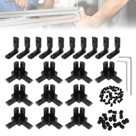 22Pcs 2020 Series Aluminum Extrusion Connectors, CLAHJQX Aluminum Extrusion T-Slot Connectors Set, 3-Way End & L-Shape Corner Brackets with Screws & Wrench for 6mm Slots