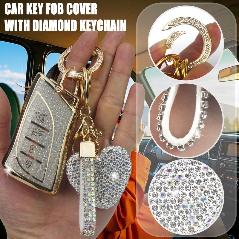 Simocky Key Fob Cover with Diamond Keychain for Lexus Car