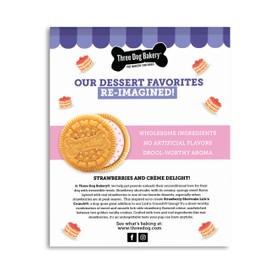 Three Dog Bakery Strawberry Shortcake Lick'n Crunch! Sandwich - Puppy Cookies with Lickable Strawberry Créme, Bakery Treats, Dog Birthday Cookies