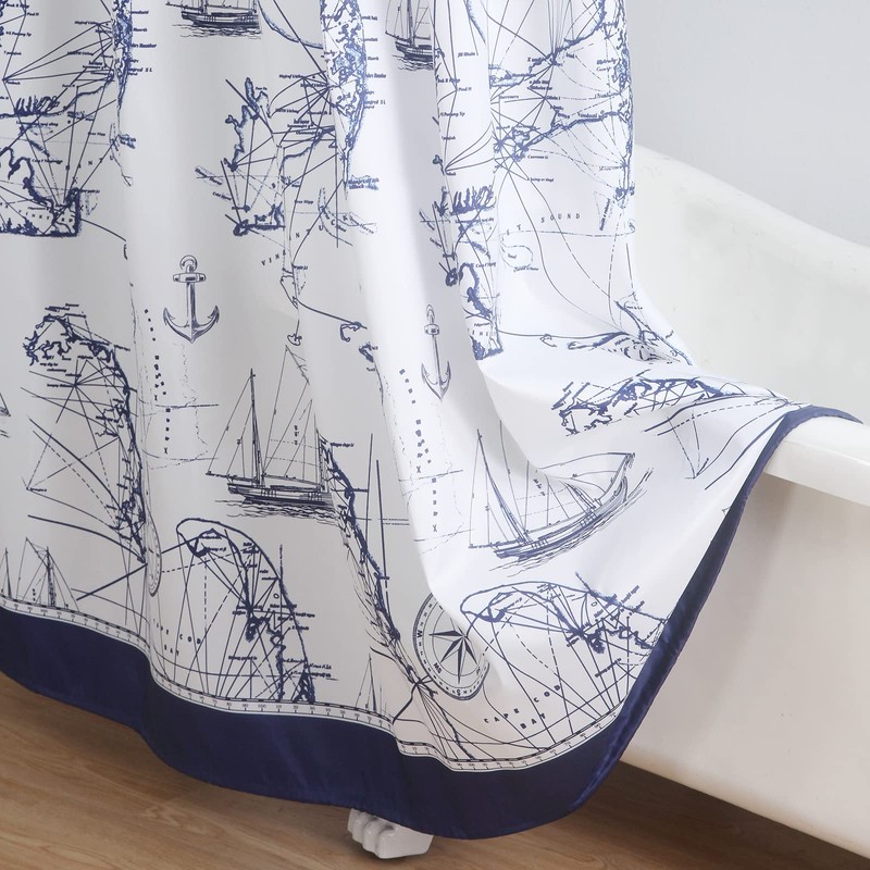 D DS CURTAIN Aviation Ocean Waterproof Poleyster Fabric Navy Printed