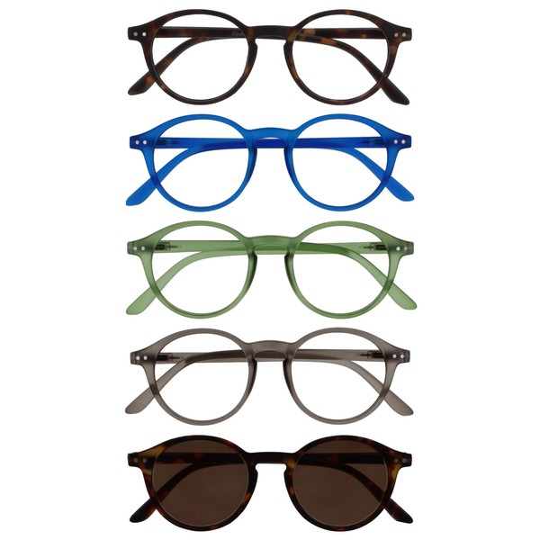 OPULIZE REY Readers with Reading Sunglasses - 5-Pack - Round