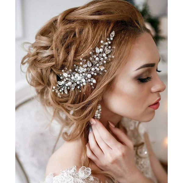 Deniferymakeup Pearl Bridal Hair Vine Bridal Hair Comb Crystal Wedding Hair Accessories Hair Accessories (Gold)