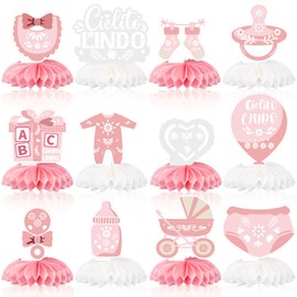 Eaasty 12 Pcs Pink Cielito Lindo Baby Shower Honeycomb Table Centerpieces