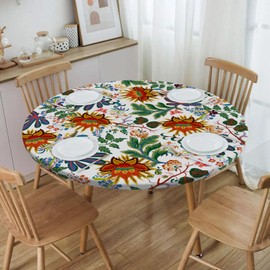 bnhjsdw - Mantel redondo elástico, apto para mesas de 45 a 54 pulgadas, mantel redondo ajustable con borde elástico, fundas de mesa lavables resistentes al agua para comedor, fiesta y decoración de