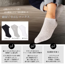 Nithra Men's Ankle Socks, Solid Color, Short Socks, Thin, Set of 6, Ankle, Hard to Slip Off, Cotton Blend, Yearly 9.4 - 10.6 inches (24 - 27 cm), 10.6 - 11.4 inches (27 - 29 cm), 27-29cm Black 5 Pairs