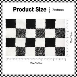 AIBIIN Non Slip Bath Mat, Extra Soft Bathroom Mat, Fluffy Absorbent Microfiber Bath Mats for Bathroom, Washable Bathroom Rugs, Cute Bath Mat for Shower Basin, Checked,