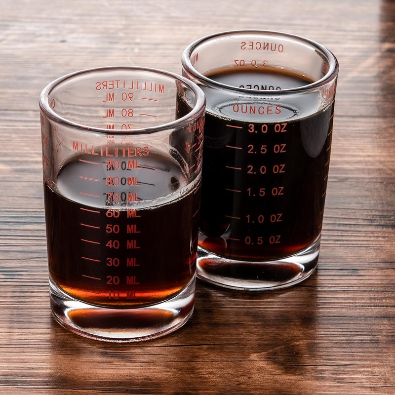 GLASKEY 2 Pack Shot Glass Measuring Cup Set,3 oz/90ml Liquid