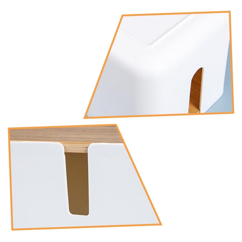 KICHOUSE Cable Storage Box Bamboo Lid Power Line Manager for