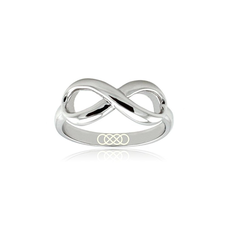 Sterling Silver Double Infinity Icon Engraved Infinity Ring, Size J