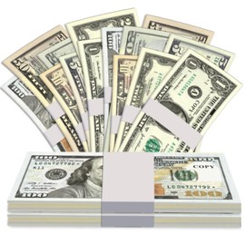 Flyart 350 PCS Prop Money for Pretend Play, Play Money for Learning, Board Game, Party