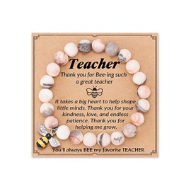 Teacher Appreciation Gifts Natural Stone Teacher Bracelet Gifts Thank You Gifts for Teacher Cool Gifts for Teachers (White)