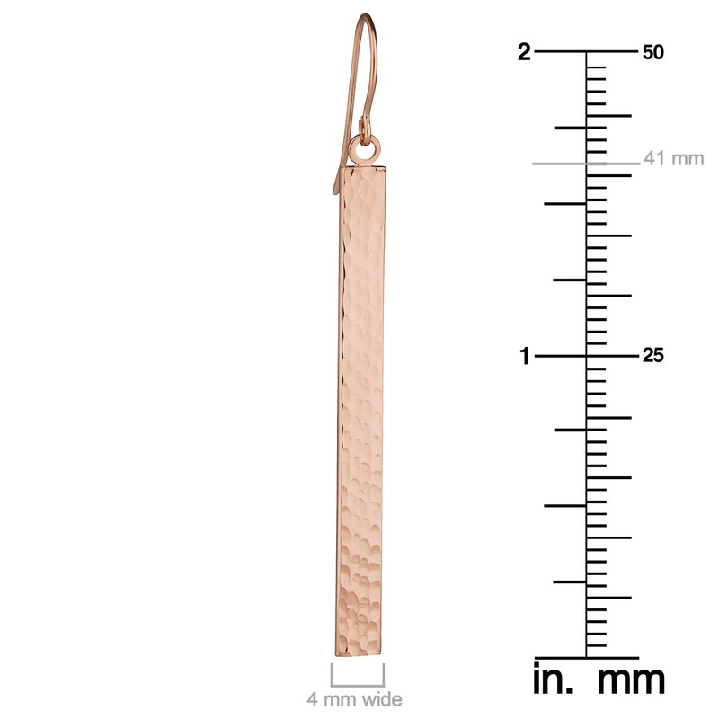 KoolJewelry 14k Rose Gold Diamond-cut Bar Drop Earrings (4 mm