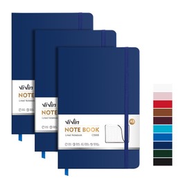 ViVin Lined Journal Notebooks, 3 Pack, (Navy), 192 Pages, Medium 5.5 x 8.3 inch, College Ruled, A5 Hardcover Notebooks, Journaling Notebooks for Writing, Business, School